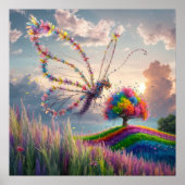 Whimsical Dragon Butterfly in Bloom: kompliziert Poster (Vorne)