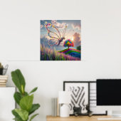 Whimsical Dragon Butterfly in Bloom: kompliziert Poster (Heimbüro)