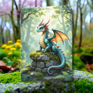 Whimsical Dragon Coloring Page und Birthday Karte