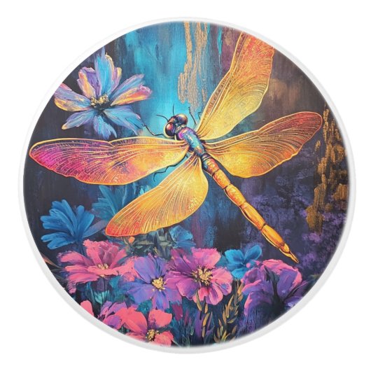 Whimsical Dragon Fly Garten Leuchten Keramikknauf (Vorderseite)