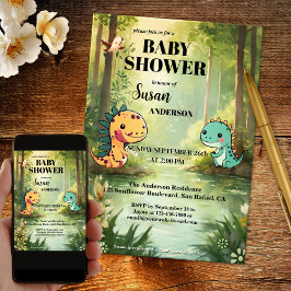 Whimsical Dragon Jungle Baby Dusche Einladung