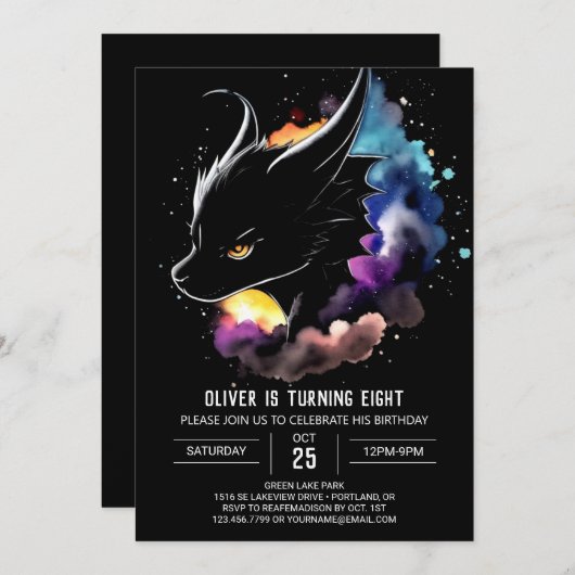 Whimsical Dragon Magic Birthday Einladung (Vorne/Hinten)