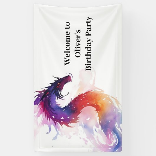 Whimsical Dragon Tale Birthday Banner (Vertikal)