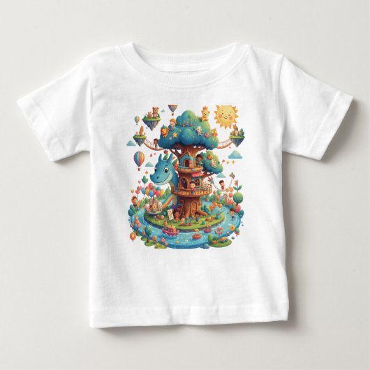 Whimsical Dragon Treehouse Fantasy Kids T-Shirt (Vorderseite)