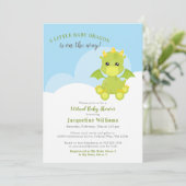 Whimsical Dragon Virtual Baby Boy Dusche Einladung (Stehend Vorderseite)