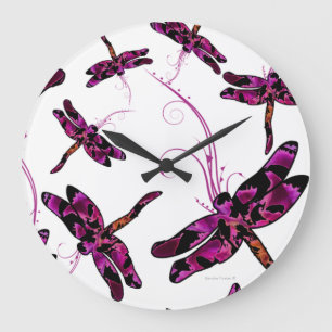 Whimsical Dragonflies Große Wanduhr