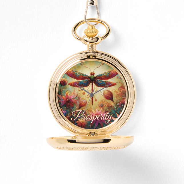 Whimsical Dragonfly Abstrakte Kunst Armbanduhr (Vorderseite)