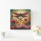 Whimsical Dragonfly Abstrakte Kunst Quadratische Wanduhr (Zuhause)