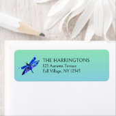 Whimsical Dragonfly Blue Green Rücksendeadresse (Insitu)