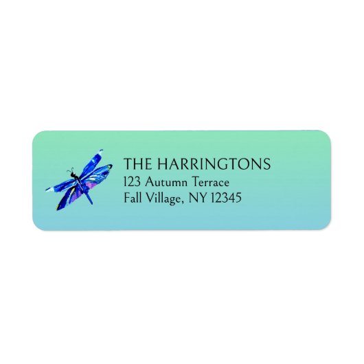 Whimsical Dragonfly Blue Green Rücksendeadresse (Vorne)