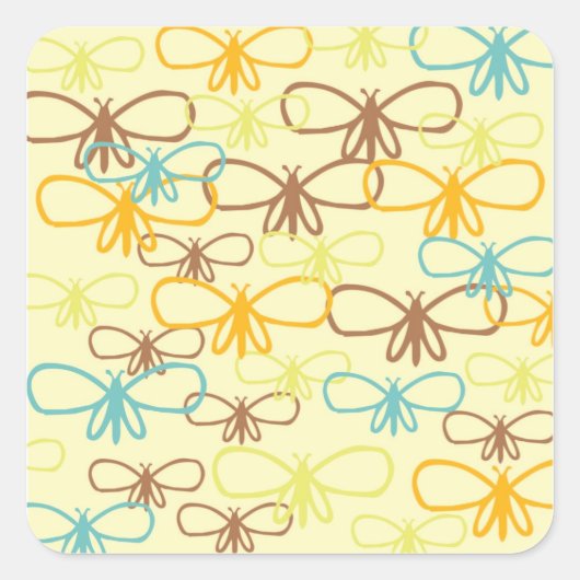Whimsical Dragonfly Line Art Schmetterlinge Quadratischer Aufkleber (Vorderseite)