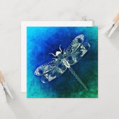 Whimsical Dragonfly Line Zeichnend Tattoo Art Flat Karte (Vorderseite/Rückseite Beispiel)