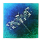 Whimsical Dragonfly Line Zeichnend Tattoo Art Fliese (Vorderseite)