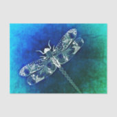 Whimsical Dragonfly Line Zeichnend Tattoo Art Seidenpapier (Vorderseite)