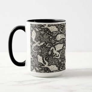 Whimsical Dragons in der Nacht - Creme auf schwarz Tasse