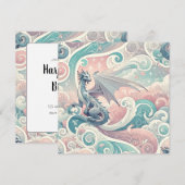 Whimsical Drakes: Pastel Dragon Fantasy Einladung (Vorne/Hinten)