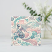Whimsical Drakes: Pastel Dragon Fantasy Einladung (Stehend Vorderseite)