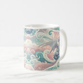 Whimsical Drakes: Pastel Dragon Fantasy Kaffeetasse (VorderseiteRechts)