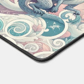 Whimsical Drakes: Pastel Dragon Fantasy Schreibtischunterlage (Ecke)