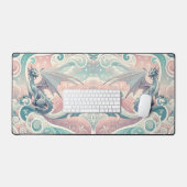 Whimsical Drakes: Pastel Dragon Fantasy Schreibtischunterlage (Tastatur & Maus)