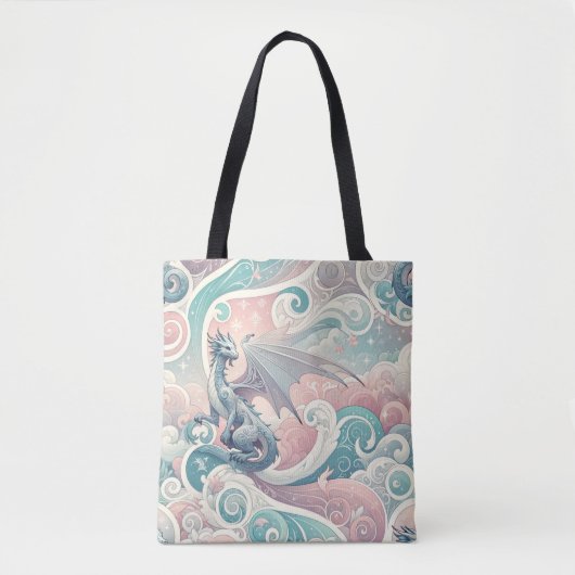 Whimsical Drakes: Pastel Dragon Fantasy Tasche (Vorderseite)