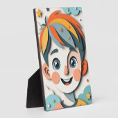 Whimsical Dream Boy in Layered Paper-Cut Style Fotoplatte (Seite)