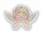 Whimsical Dreamscape Cherub with Hear Aufkleber (Vorderseite)