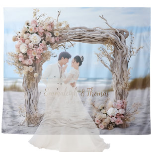 Whimsical Driftwood Romance Square Frame Wandteppich