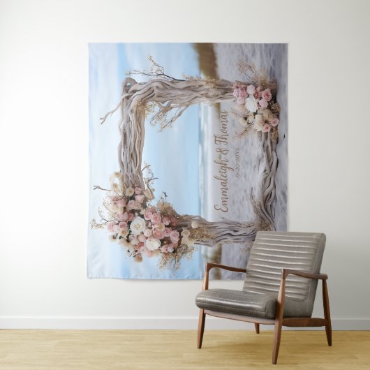 Whimsical Driftwood Romance Square Frame Wandteppich (Beispiel)