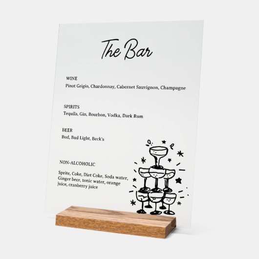 Whimsical Drink Bar Menu Acrylzeichen Acrylschild (Winkel)