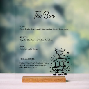 Whimsical Drink Bar Menu Acrylzeichen Acrylschild