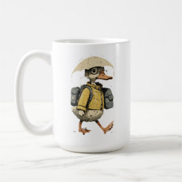 Whimsical Duck Walking in Rain Art Kaffeetasse
