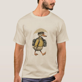 Whimsical Duck Walking in Rain Art T-Shirt