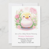 Whimsical Duckling Meadow Pink Girl Babydusche Einladung (Vorderseite)
