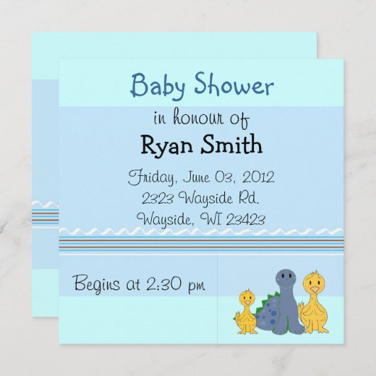Whimsical Ducks and Dino Baby Shower Einladung (Vorne/Hinten)