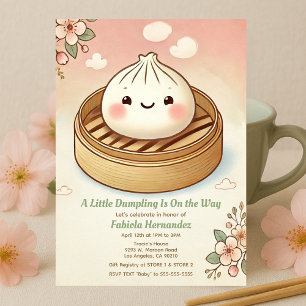 Whimsical Dumpling Babydusche mit Steam Florals Einladung
