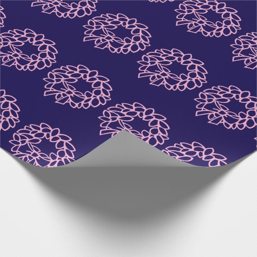 Whimsical Dunkelblau Pink Weihnachtsfeiertag Muste Geschenkpapier (Ecke)