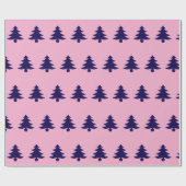 Whimsical Dunkelblaue Weihnachtsbaumen auf Light P Geschenkpapier (Flach)