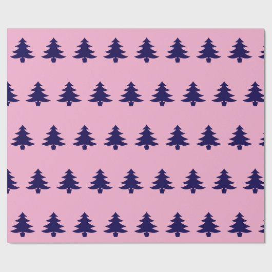 Whimsical Dunkelblaue Weihnachtsbaumen auf Light P Geschenkpapier (Flach)