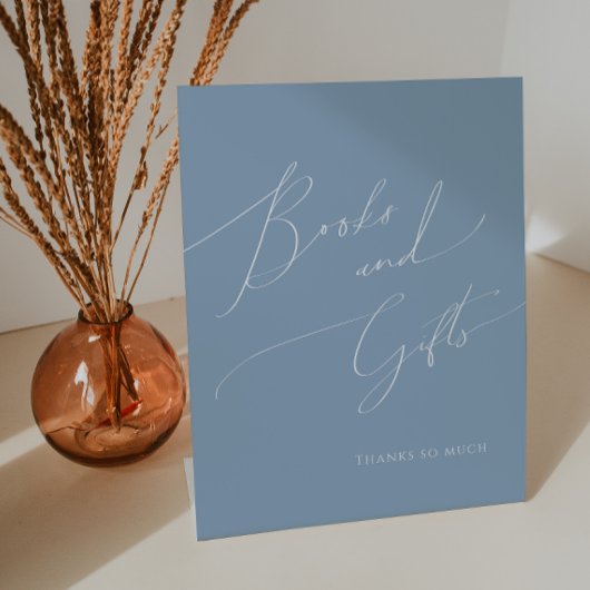 Whimsical Dusty Blue Baby Duschbücher und Geschenk Sockelschild