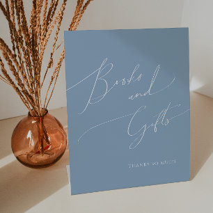 Whimsical Dusty Blue Baby Duschbücher und Geschenk Sockelschild