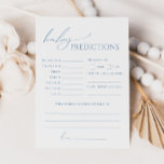 Whimsical Dusty Blue Baby Shower Predictions Card Einladung<br><div class="desc">Mit unserer skurrilen, blauen Babydusche-Vorhersagekarte, die sich perfekt für Ihr einfaches, modernes Boho Frühlings- oder Winterfest eignet! Diese Karte hat ein boho-chic-Ambiente mit eleganter Kalligraphie und einem minimalistisch blau-weiß-Design, das es ideal für Jungen macht. Außerdem ist es bearbeitbar, sodass Sie Ihre eigene klassische, skurrile Touch hinzufügen können, um ein wirklich...</div>