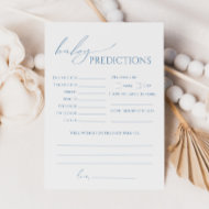 Whimsical Dusty Blue Baby Shower Predictions Card Einladung