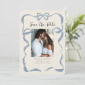 Whimsical Dusty Blue Bogen Save-the-Date Save The Date (Stehend Vorderseite)