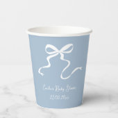Whimsical Dusty Blue Bow Baby Dusche Pappbecher (Rückseite)