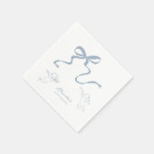 Whimsical Dusty Blue Bow Babydusche Napkin Serviette (Ecke)