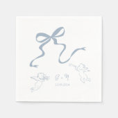 Whimsical Dusty Blue Bow Wedding Napkin Serviette (Vorderseite)