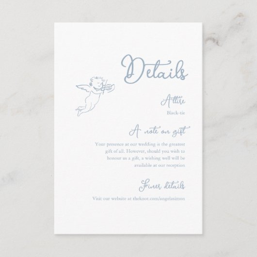 Whimsical Dusty Blue Details Umschließkarte Begleitkarte (Vorderseite)