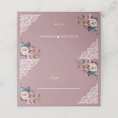 Whimsical Dusty Blue Dusty Rose Blume Platzkarte (Außenseite Aufgefaltet)