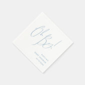 Whimsical Dusty Blue Oh Boy! Babyparty Serviette (Ecke)